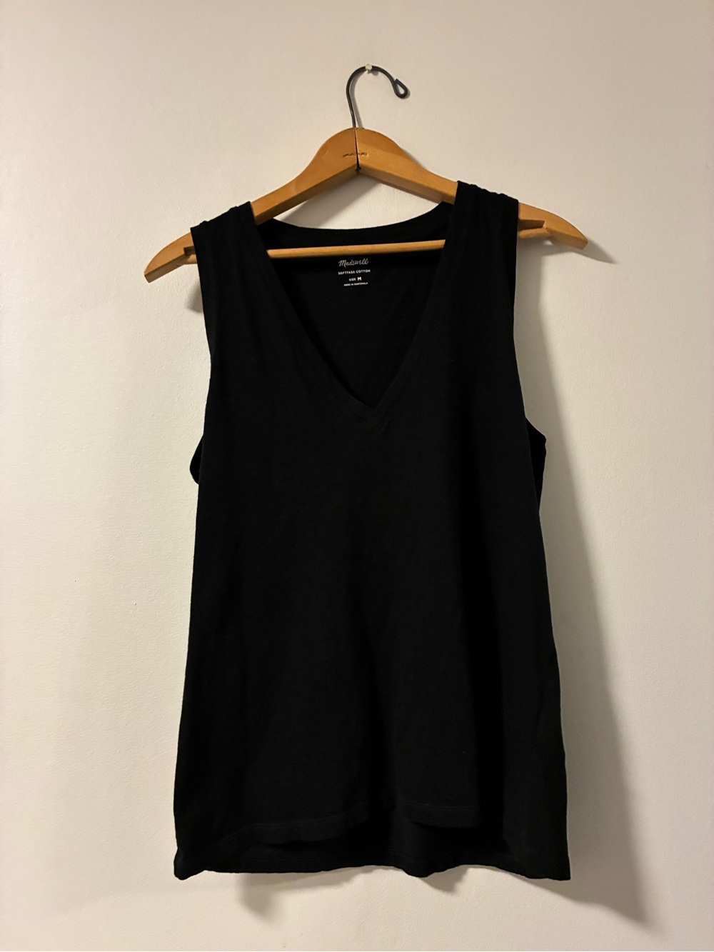 100% Cotton Madewell Black V-Neck Sleeveless Tank Top